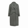 thumbnail image 4 of TFEOQRY Fashion Women Outwear Jackets Solid Color Button Long Sleeved Turndown Collar Woolen Overcoat Hoodless Casual Jacket Coat Blouse Hoodless Outwear Gray, 4 of 9