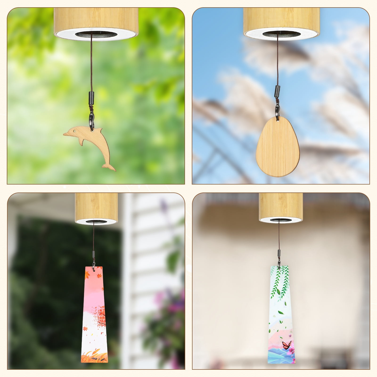 Uxcell Bamboo Wind Chimes for Meditation, Relaxing Emotions, Wooden Handcrafted Chimes for Unique Decor, Gardening Gift for Outdoor Decoration [G Chord]