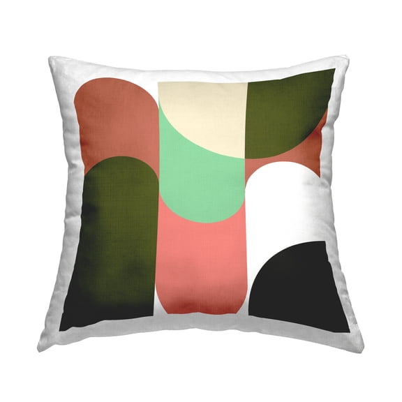 Stupell Industries Retro Pink Green Geometric Curved Shapes Design by Daphne Polselli Throw Pillow