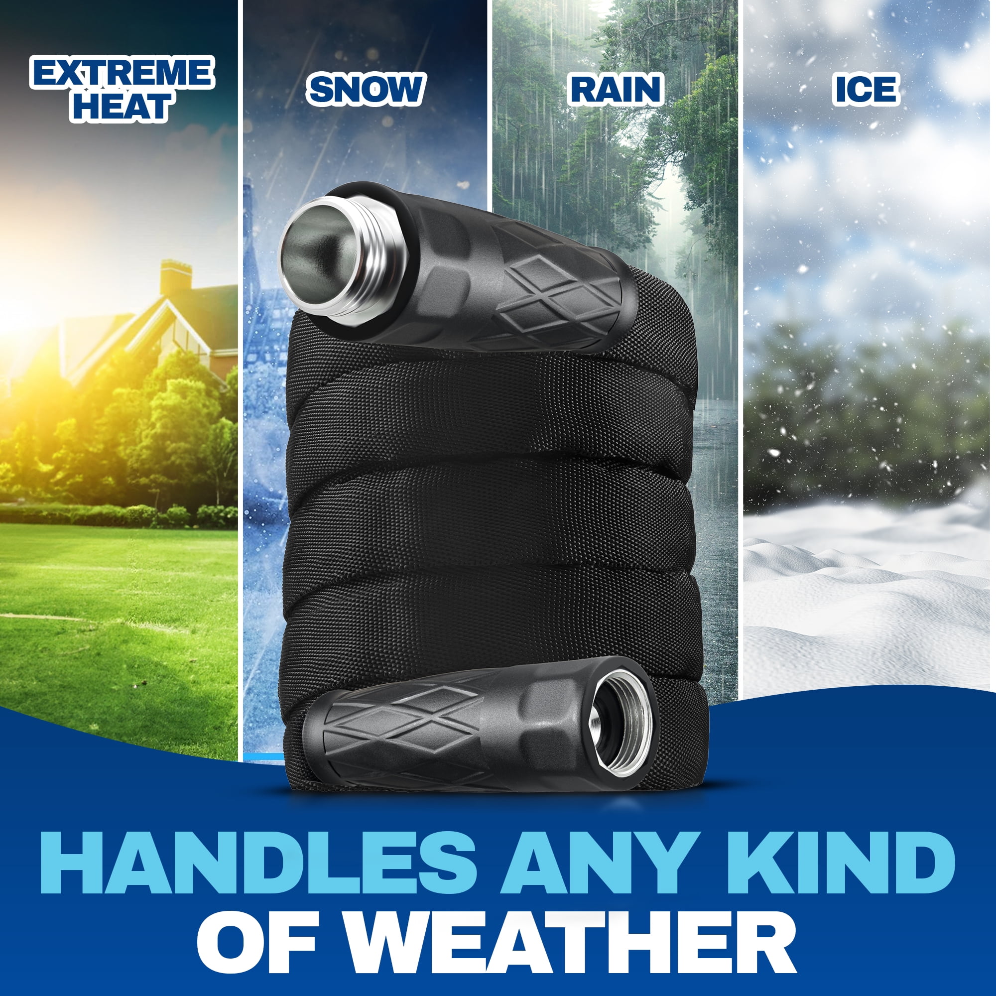 Bionic Flex Garden Hose 75' ft Water Hose Outside Heavy Duty Lightweight Outdoor Hose Spray Nozzle Flexible Kink-Free