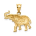 thumbnail image 3 of Auriga 14K Yellow Gold Brushed & Diamond-Cut Elephant Pendant for Women, 3 of 6