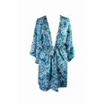 thumbnail image 5 of Linea Donatella Jade Medallion Print Satin Charmeuse Wrap Short Robe S/M, 5 of 5