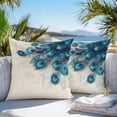 thumbnail image 4 of Outdoor Pillow Cover Teal Peacock Feather Set of 2 Waterproof Throw Pillowcases Green Decorative Patio Furniture Pillows for Couch Garden Indoor & Outdoor Use, 4 of 9