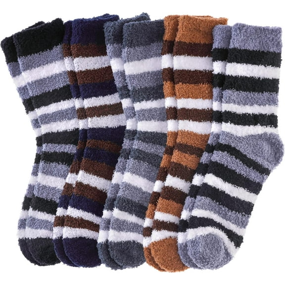 NANAhuang Mens Fuzzy Socks Soft Cozy Slipper Fluffy Socks Winter Warm Microfiber Plush Sleeping Socks 5 to 6 Pairs