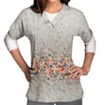 thumbnail image 3 of Hauts de Sarrau pour Femmes Manches Courtes Col en V Hauts Uniforme Imprimé Poches Blouse Soins Infirmiers Liquidation, 3 of 5