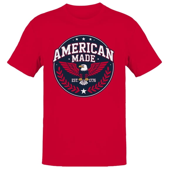 Smartprints American Made 1776 Eagle Emblem Men's T-shirt, Red, S