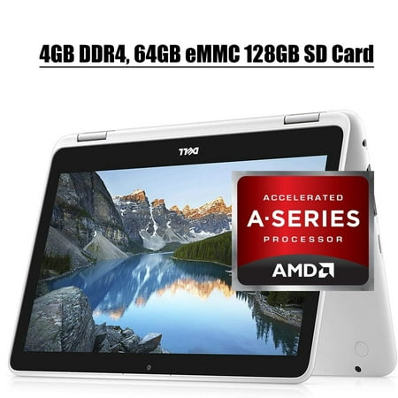 Dell Inspiron 11 3000 2 in 1 Laptop 2020 Premium I 11.6" HD Touchscreen I AMD A9-9420e I 4GB DDR4 64GB eMMC 128GB SD Card I Graphics with AMD APU Camera WiFi HDMI Win 10