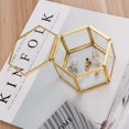 thumbnail image 3 of ZHAOCHENG Joyero de vidrio hexagonal,Caja de almacenamiento para exhibición de joyasCaja de joyería transparenteJoyero geométrico dorado,Estuche para anillosPendientesCollarPulseras, 3 of 5