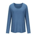 thumbnail image 4 of Casual T-Shirts for Women Long Sleeve Scoop Neck Tunic Tops Solid Color Pullover Tee Shirts Spring Fall Clothes (S, Blue), 4 of 7