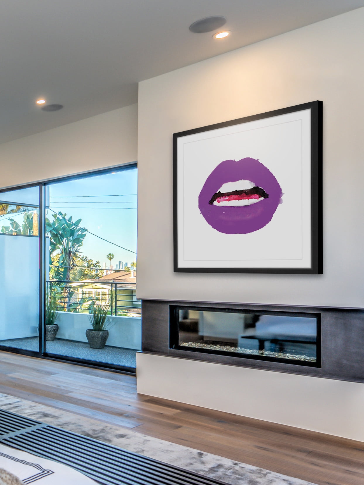 "Lips Colors Purple" Framed Painting Print