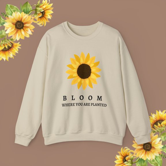 Bloom Where You Are Planted- Sunflower Design - Unisex Crewneck Sweatshirt
