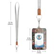 thumbnail image 3 of PU Leather Badge Holder ID Badge Holder with Lanyard for Cards & Credentials Pink Rose Bushes, 3 of 6