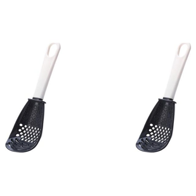 Injueey Cuchara de cocina de mano colador de mango largo cuchara rallador antiadherente resistente al calor hogar restaurante accesorios de cocina negro Negro 2piezas Injueey CBP163572