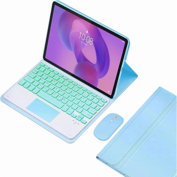 Slim 7-Color Backlight Keyboard Cover with Mouse, Blue for Lenovo Idea Tab 11 Inch 2025