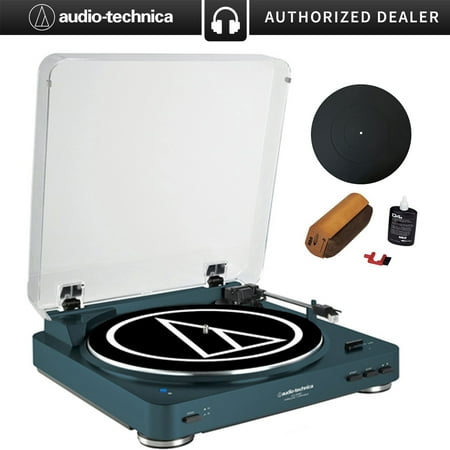 Audio-Technica Fully Automatic Bluetooth Wireless Belt-Drive Turntable LE Navy (AT-LP60NV-BT) + Universal 12