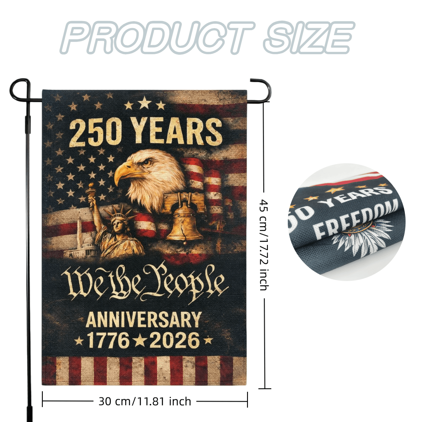 10pcs 250th Anniversary Flag 250 Years Anniversary Flags WE THE PEOPLE 1776-2026 Patriotic Flags for Outdoor Lawn Garden Decor Doubleside Linen