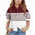thumbnail image 2 of Riecok Basic Shirts for Girls Lapel Collared Striped Button up Blouse Long Sleeve Lightweight Basic Trendy Tops, 2 of 6