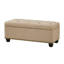Convenience Concepts 18" Upholstered Fabric Storage Ottoman Bench in Beige