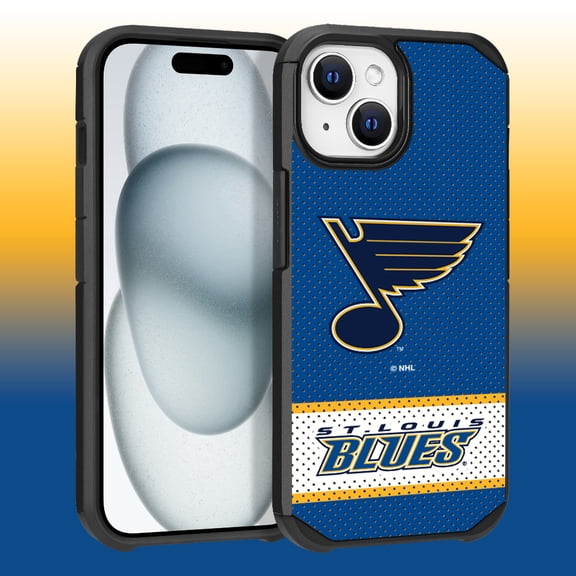 Apple iPhone 15 Plus - NHL Licensed St. Louis Blues Team Logo on Jersey Textured Dual Layer Case