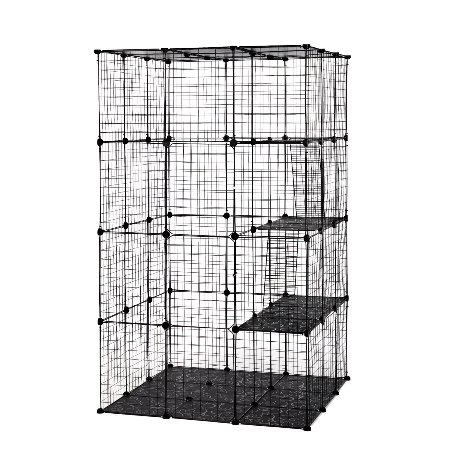 Pefilos 72" Large DIY Cat Crate for Indoor, 3-Tier Wire Cat Cage, Cat Playpen with 3 Platforms, 3 Ramp Ladders and 4 Doors kitten, Black Pefilos 72" Large DIY Cat Crate for Indoor, 3-Tier Wire Cat Cage, Cat Playpen with 3 Platforms, 3 Ramp Ladders and 4 Doors kitten, Black