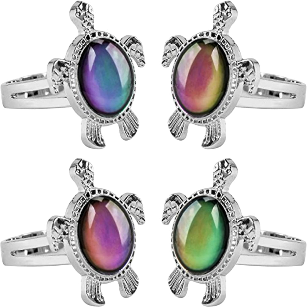 4 Pcs Bague Tortue Bague Changeant de Couleur Bague d'Émotion Sensible Unisexe