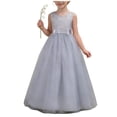 thumbnail image 2 of ATOGUTA Tulle Dresses for Girls Tulle Dress A Line Wedding Pageant Dresses Princess Birthday Party Ball Gown Size 5T-16. Gray, 2 of 6