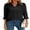Black, variant on DOKOTOO Womens Pleated V Neck 3/4 Sleeve Tops Dressy Casual Solid Color Chiffon Blouses Shirts L