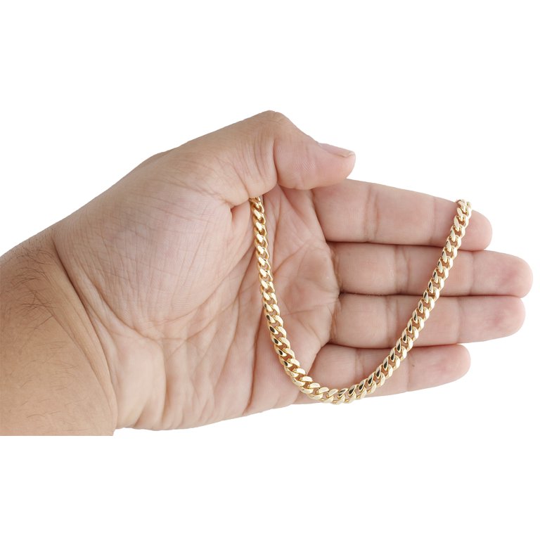 14K Yellow Gold 3mm-12.5mm Real Miami Cuban Link Necklace Chain Bracelet,  7-30