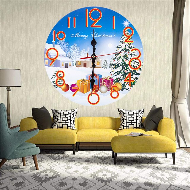 LSLJS Clocks, 12 Inch Retro Creative Frameless Christmas Day Special Wall Clock, Christmas Decorations
