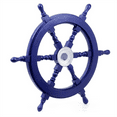 thumbnail image 2 of Nautical Handcrafted Wooden Ship Wheel - Home Wall Decor (18 Inches, Dark Blue), 2 of 2