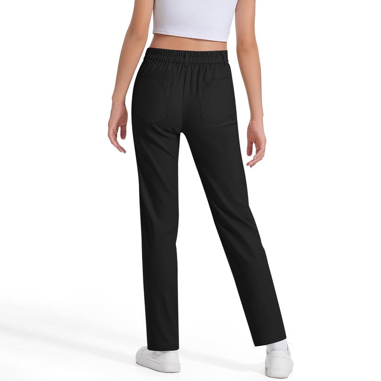Girls' Flat Black Pants Stretch Pants Straight Leg Dress Pants Dress Shirts  for Girls 13-14 Years - Walmart.com