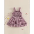 thumbnail image 4 of RUINIXCW Kids Toddler Baby Girl Summer Tulle Dress Birthday Cake Smash Outfit Baby Girls Photoshoot Outfits Sleeveless Mesh Ruffled Princess Birthday Baptism Wedding Party Dress, 4 of 9