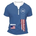 thumbnail image 4 of xfsWaSs 4th Of July Shirts For Men American Flag T-Shirt Casual Half Zip Short Sleeve T Shirt Tops Patriotic Independence Day Celebration Stylish Tee Shirt, 4 of 4