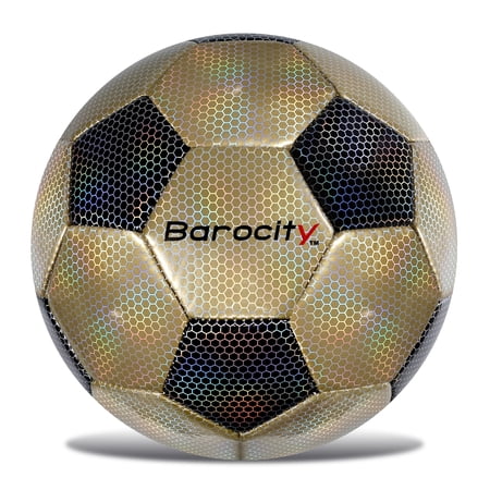 Puzzled Iridescent Classic Black & Gold Size 5 Soccer Ball Durable