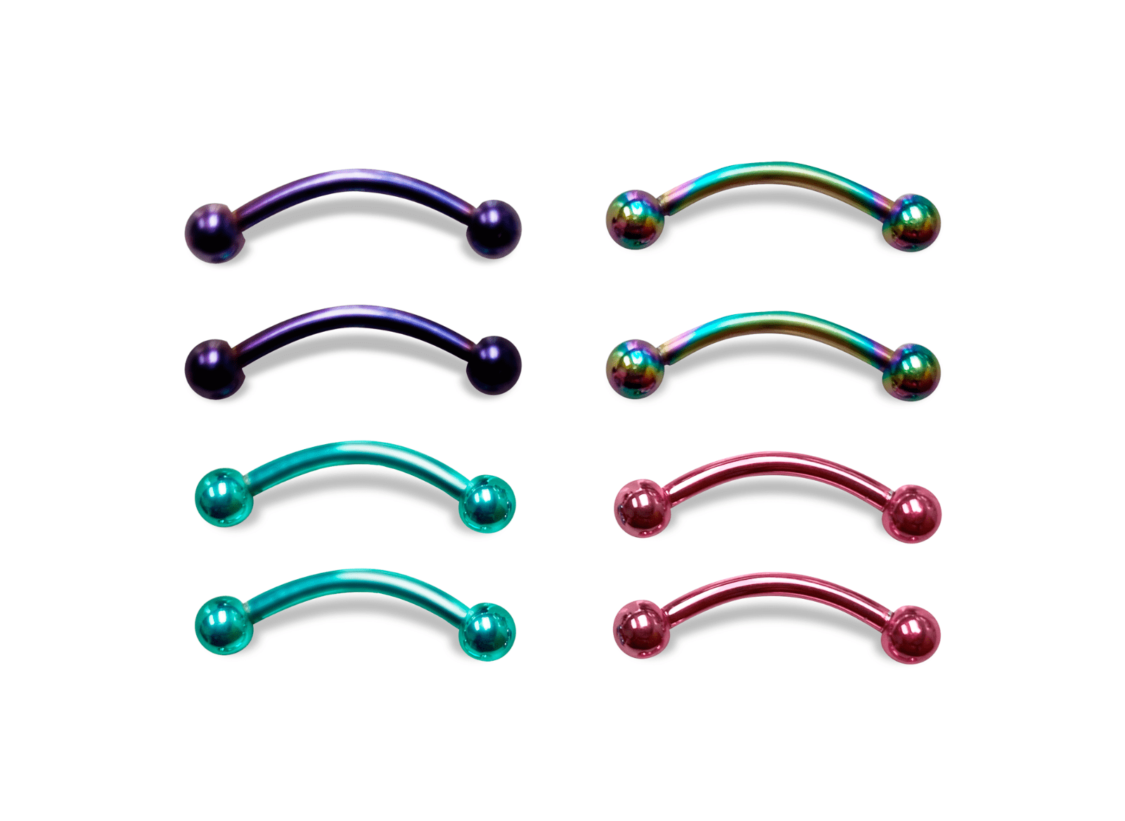 CURVED BARBELLS SURGICAL STEEL ION PLATED SNAKE EYE PIERCING AND MORE 14 GAUGE 9/16' 14 MM PACK OF 8