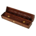 thumbnail image 1 of Wooden Incense Stick Burner Coffin Cone Holder Joss Stick Box with Storage Compartment Ash Catcher Rustic Style Hand Carving, 1 of 7