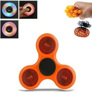 Light Up LED Fidget Spinner High Speed Bearing Plus Squishy Mesh Ball Orange Red