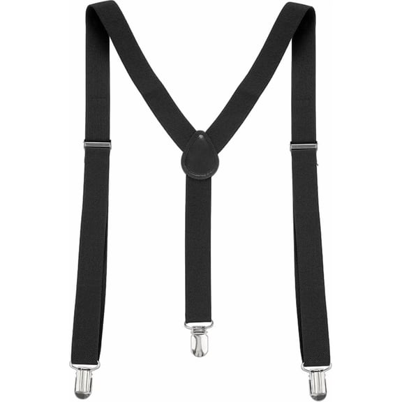 Women's Suspenders Metal Clips Adjustable Elastic Band Y Shaped Suspender BLACK