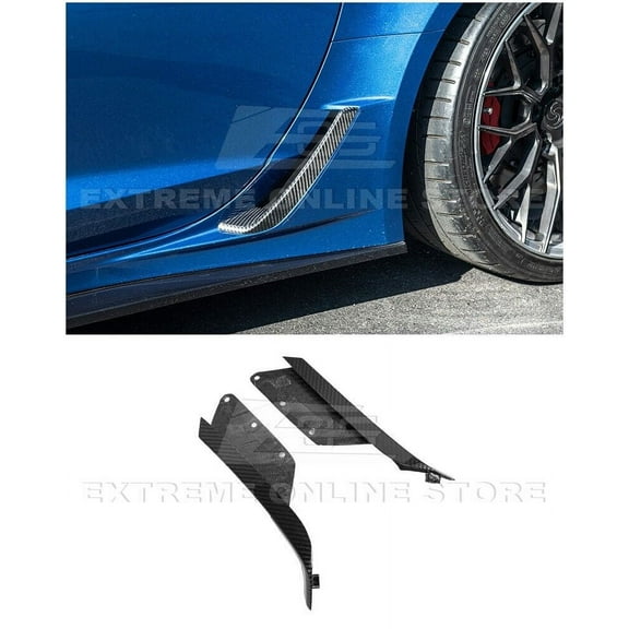 Replacement for 2014-2019 Corvette C7 Grand Sport, Z06 & ZR1 Models | GM Factory Style Replacement CARBON FIBER Side Rocker Panel Brake Scoop Vent Cover Pair
