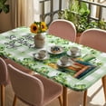 thumbnail image 3 of St. Patrick's Day Table Cloths for 3 Foot Rectangle Tables, Lucky Shamrocks Boots Green Buffalo Plaid Patio Waterproof Elastic Fitted Tablecloths, Washable Rectangular Table Cover for Camping, 3 of 8
