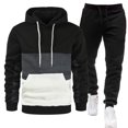 thumbnail image 2 of QHRMKOG Mens Track Suit 2-Piece Long Sleeve Color Block Hoodies and Sweatpants Sweatsuits Athletic Sets for Men Fashion Jogging Outfit Black XL, 2 of 5
