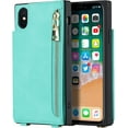 thumbnail image 2 of Crossbody Wallet Case for iPhone X/iPhone Xs with Card Slot Holder,Magnetic Flip Folio Purse Case, PU Leather Zipper Handbag with Detachable Lanyard Strap 5.8 Inch (Mint Green), 2 of 16