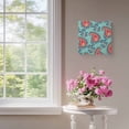 thumbnail image 4 of Framed Canvas Wall Art for Living Room Teal Red Boho Abstract Flower Wall Decor, Bohemian Style Floral Aesthetic Paintings for Bedroom Office Kitchen, Ready to Hang Artwork Wall Pictures 8x8 Inch, 4 of 9