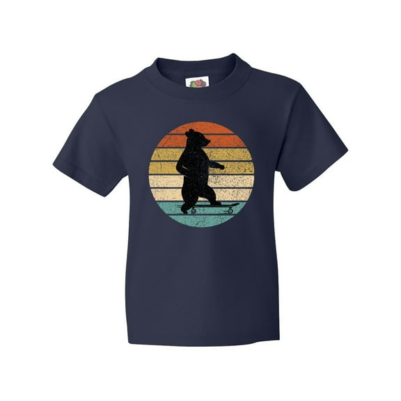 Inktastic Skateboard Bear Retro Sunset Youth T-Shirt