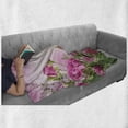 thumbnail image 6 of Flower Soft Flannel Fleece Throw Blanket, Spring Season Time Roses Leaves and Buds Ombre Atmosphere Image, Cozy Plush for Indoor and Outdoor Use, 70" x 90", Pink and Green, by Ambesonne, 6 of 6