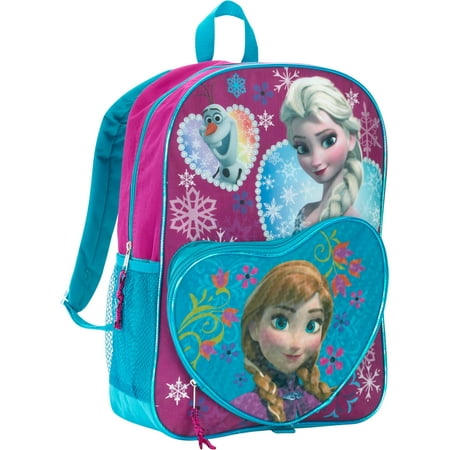 Frozen 16 Inch Deluxe Heart Shaped Pocket Kids Backpack