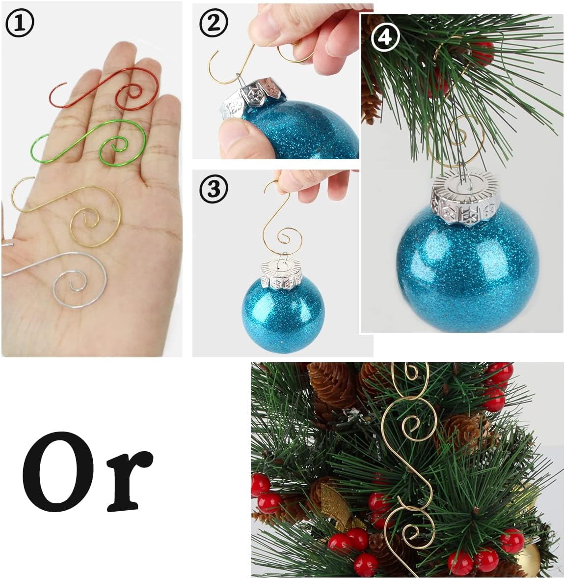 120 Crochets En S En Métal Pour Boules De Noël - Acier Inoxydable - Vert - Pour Sapin Et Décorations De Fête - 3