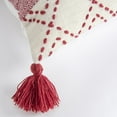 thumbnail image 3 of Ivory Red Accent Stitch Color Block Throw Pillow, 3 of 5