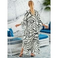 thumbnail image 3 of Women Animal Print Kaftan Dresses Plus Size Swimsuit Coverup 2025 Summer Bathing Suit Beach Dress White&Black One Size, 3 of 8