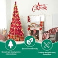 thumbnail image 3 of Spaco Artificial 6FT Pop Up Christmas Tree with 150 Lights and 4 Ribbons, Christmas Tree with 12 Christmas Flowers, 12 Snowflakes, 12 Pine Cones for Indoor Holiday Decoration, Red, 3 of 10